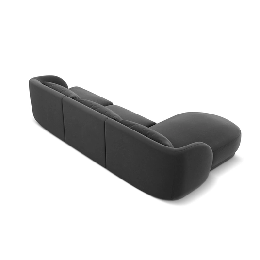 Velvet Left Corner Sofa, "Tulum", 4 Seats, 255x156x70 Made in Europe