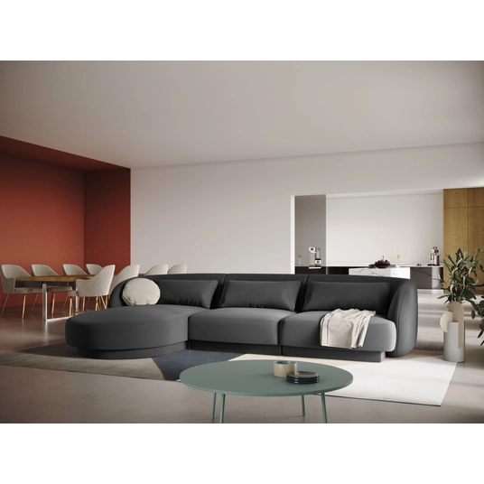 Velvet Left Corner Sofa, "Tulum", 4 Seats, 255x156x70 Made in Europe
