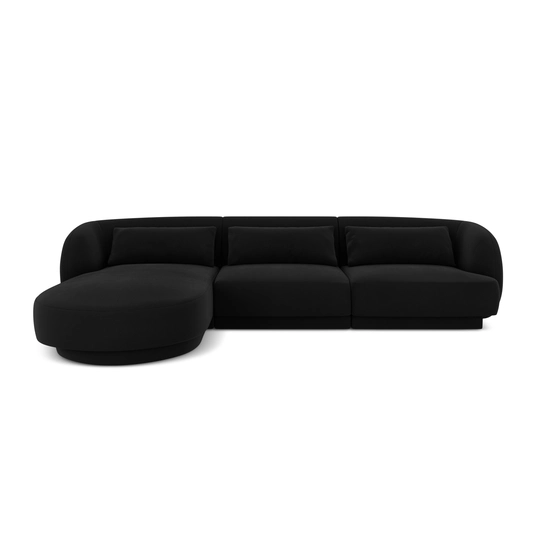 Velvet Left Corner Sofa, "Tulum", 4 Seats, 255x156x70 Made in Europe