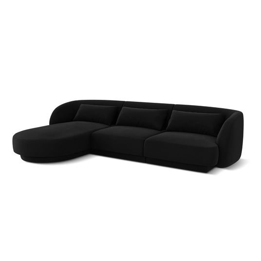 Velvet Left Corner Sofa, "Tulum", 4 Seats, 255x156x70 Made in Europe