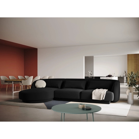 Velvet Left Corner Sofa, "Tulum", 4 Seats, 255x156x70 Made in Europe