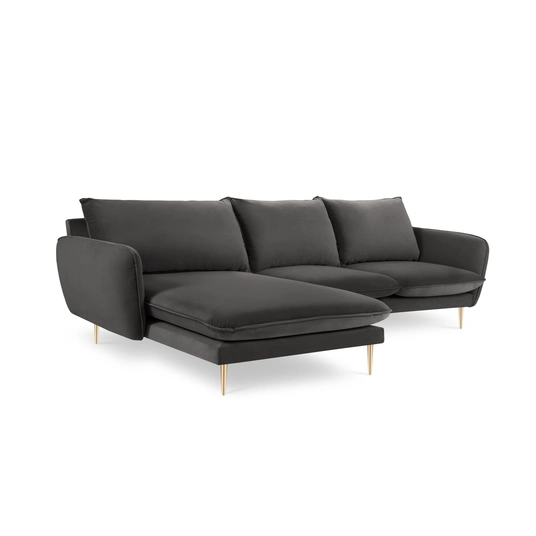 Velvet Left Corner Sofa, "Vienna", 5 Seats, 255x170x95 Made in Europe