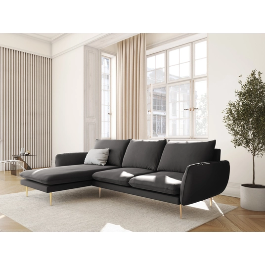 Velvet Left Corner Sofa, "Vienna", 5 Seats, 255x170x95 Made in Europe