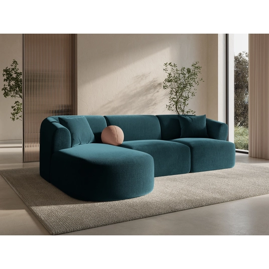Velvet Modular Left Corner Sofa, "Campi", 4 Seats, 256x156x70 Made in Europe