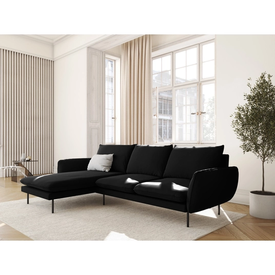 Velvet Left Corner Sofa, "Vienna", 5 Seats, 255x170x95 Made in Europe