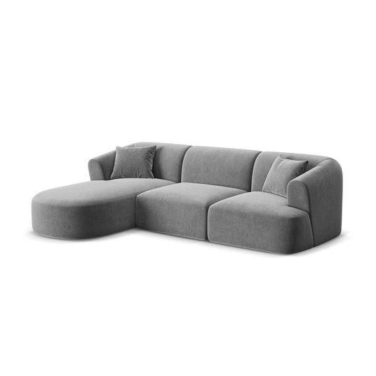 Velvet Modular Left Corner Sofa, "Campi", 4 Seats, 256x156x70 Made in Europe