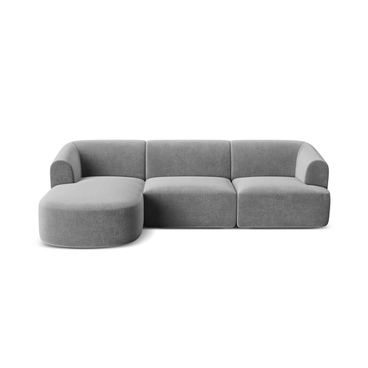 Velvet Modular Left Corner Sofa, "Campi", 4 Seats, 256x156x70 Made in Europe