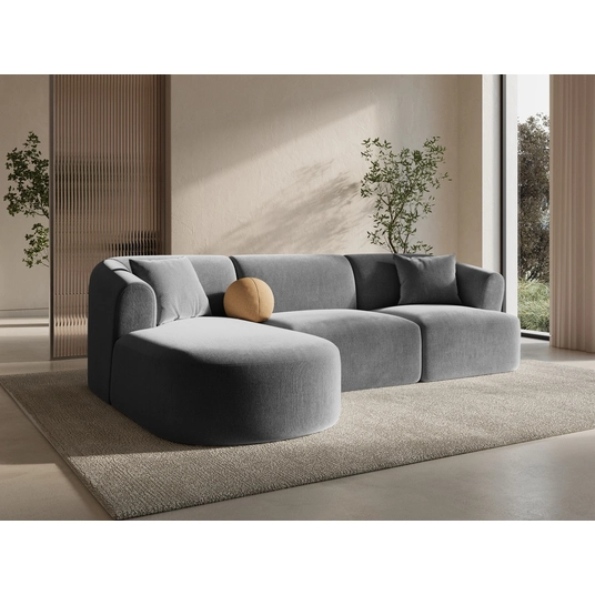Velvet Modular Left Corner Sofa, "Campi", 4 Seats, 256x156x70 Made in Europe