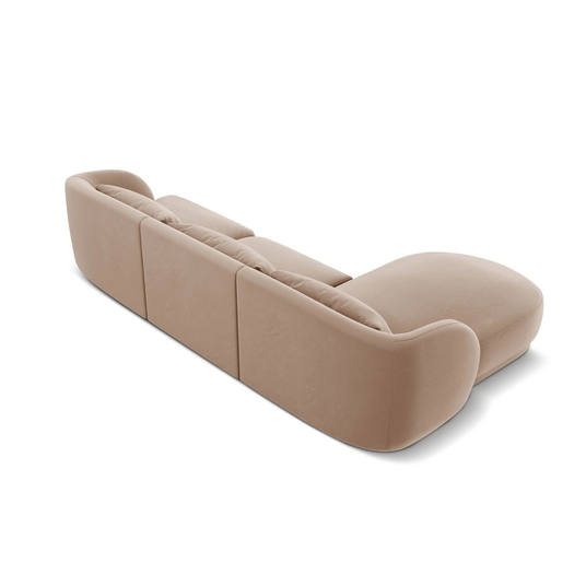 Velvet Left Corner Sofa, "Tulum", 4 Seats, 255x156x70 Made in Europe