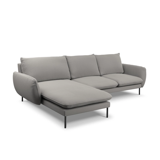 Boucle Left Corner Sofa, "Vienna", 5 Seats, 255x170x95 Made in Europe