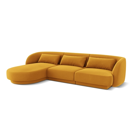 Velvet Left Corner Sofa, "Tulum", 4 Seats, 255x156x70 Made in Europe