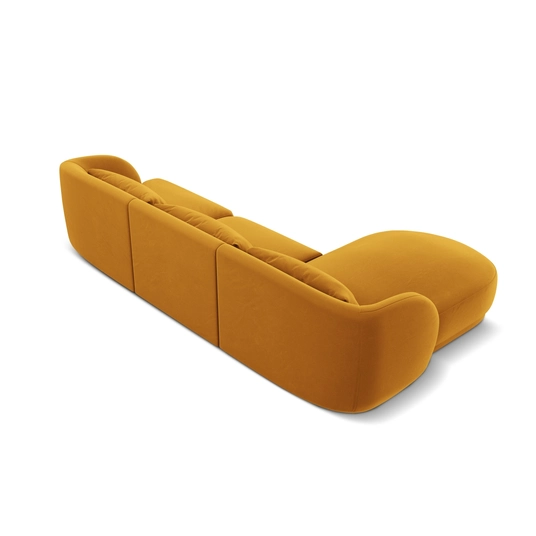 Velvet Left Corner Sofa, "Tulum", 4 Seats, 255x156x70 Made in Europe