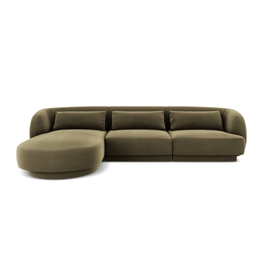 Velvet Left Corner Sofa, "Tulum", 4 Seats, 255x156x70 Made in Europe