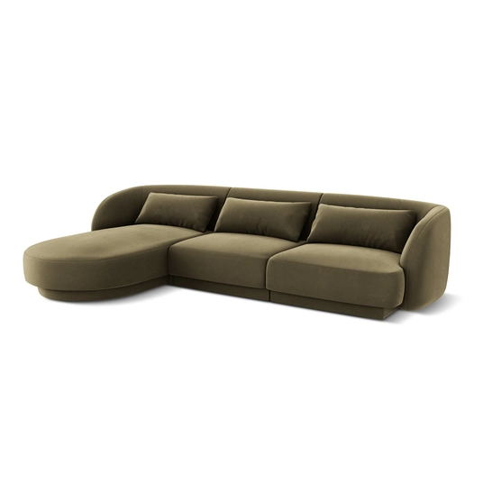 Velvet Left Corner Sofa, "Tulum", 4 Seats, 255x156x70 Made in Europe