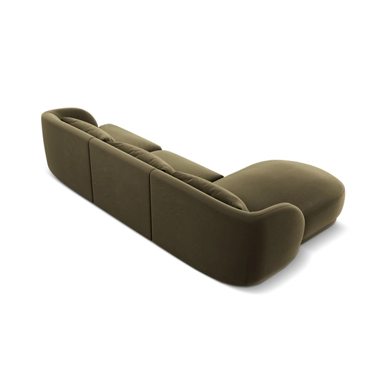 Velvet Left Corner Sofa, "Tulum", 4 Seats, 255x156x70 Made in Europe