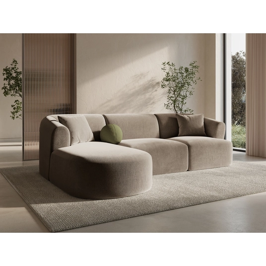 Velvet Modular Left Corner Sofa, "Campi", 4 Seats, 256x156x70 Made in Europe