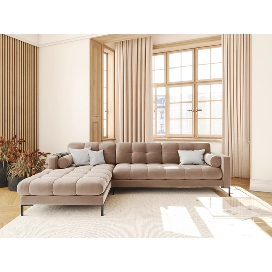 Velvet Left Corner Sofa, "Bali", 5 Seats, 293x185x75 Made in Europe