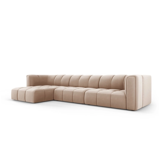 Velvet Modular Left Corner Sofa, "Moritz", 5 Seats, 316x160x70 Made in Europe