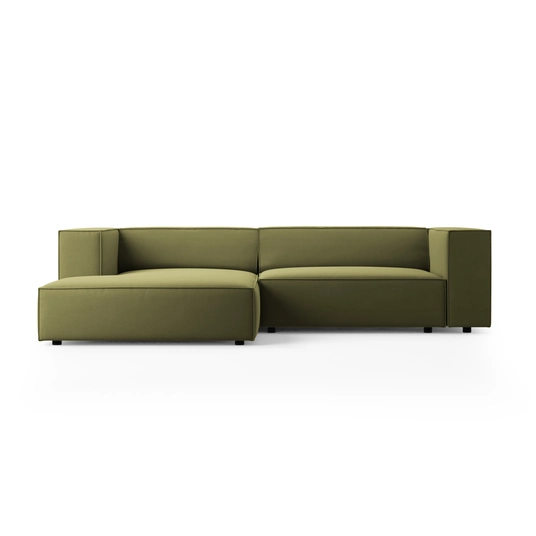 Velvet Left Corner Sofa, "Arendal", 3 Seats, 224x166x70 Made in Europe
