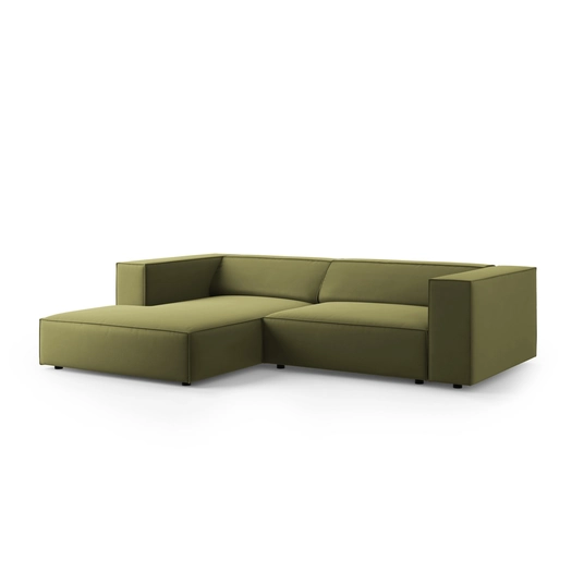 Velvet Left Corner Sofa, "Arendal", 3 Seats, 224x166x70 Made in Europe