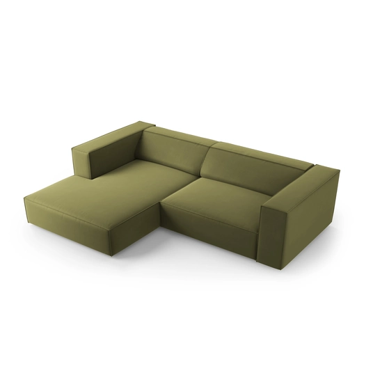 Velvet Left Corner Sofa, "Arendal", 3 Seats, 224x166x70 Made in Europe