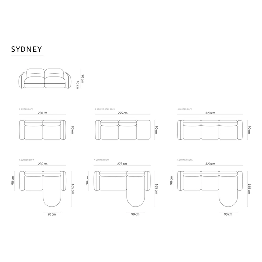 Velvet Modular Left Corner Sofa, "Sydney", 4 Seats, 275x165x70 Made in Europe