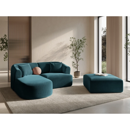 Velvet Modular Left Corner Sofa, "Campi", 3 Seats, 180x156x70 Made in Europe