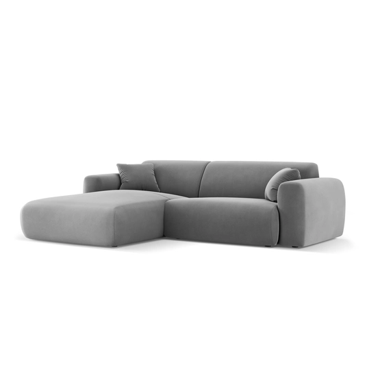 Velvet Left Corner Sofa, "Nolio", 4 Seats, 235x170x72 Made in Europe