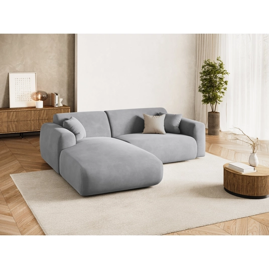 Velvet Left Corner Sofa, "Nolio", 4 Seats, 235x170x72 Made in Europe
