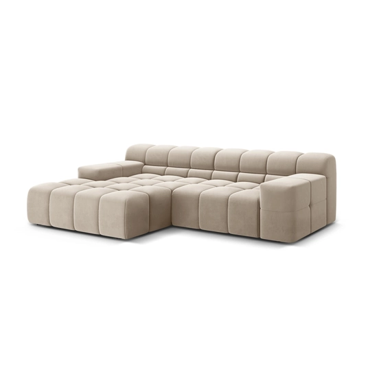 Velvet Left Corner Sofa, "Hawaii", 2 Seats, 240x160x75 Made in Europe