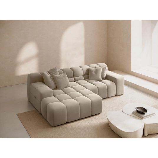 Velvet Left Corner Sofa, "Hawaii", 2 Seats, 240x160x75 Made in Europe