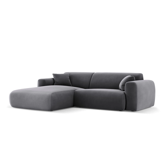 Velvet Left Corner Sofa, "Nolio", 4 Seats, 235x170x72 Made in Europe