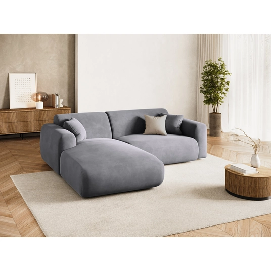 Velvet Left Corner Sofa, "Nolio", 4 Seats, 235x170x72 Made in Europe