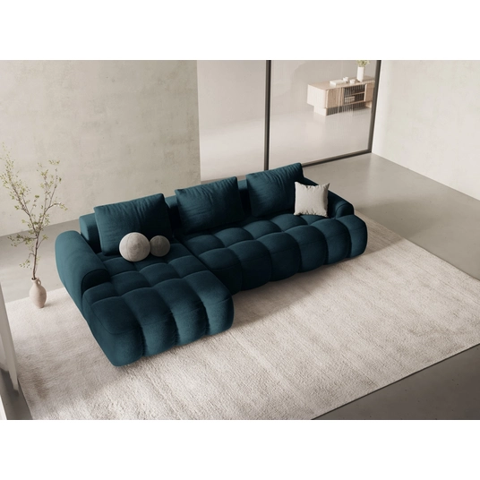 Velvet Left Corner Sofa With Bed Function And Box, "Linz", 3 Seats, 275x142x84 Made in Europe