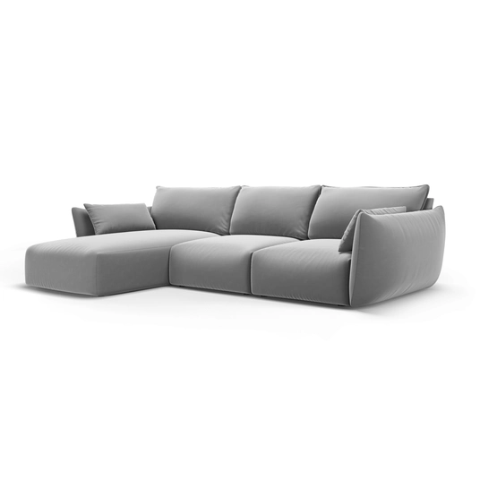 Velvet Left Corner Sofa, "Matera", 5 Seats, 280x171x85 Made in Europe