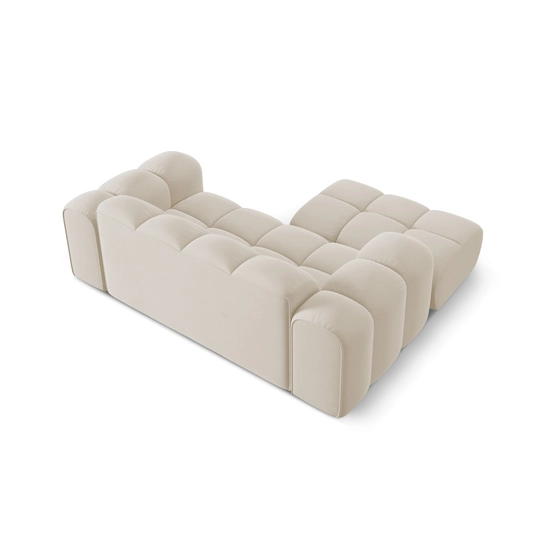 Velvet Left Corner Sofa, "Treno", 2 Seats, 180x164x70 Made in Europe