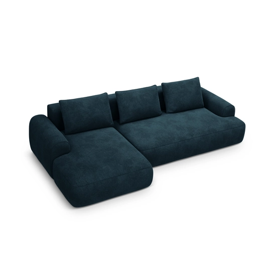 Velvet Left Corner Sofa With Bed Function And Box, "Calma", 3 Seats, 275x142x84 Made in Europe