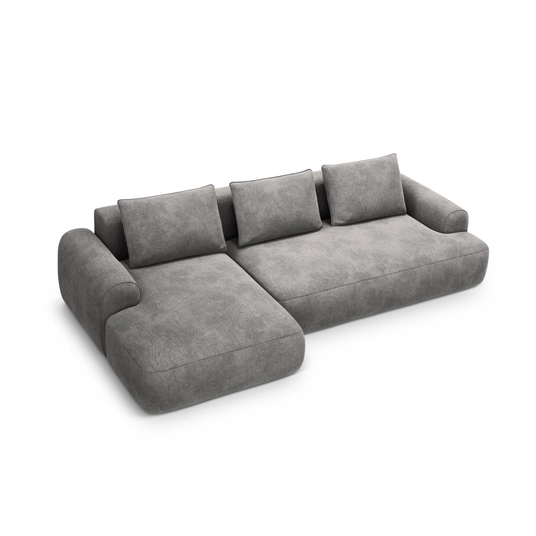 Velvet Left Corner Sofa With Bed Function And Box, "Calma", 3 Seats, 275x142x84 Made in Europe
