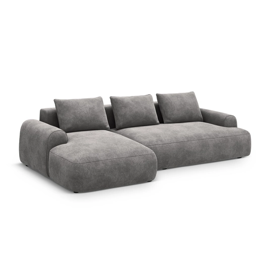 Velvet Left Corner Sofa With Bed Function And Box, "Calma", 3 Seats, 275x142x84 Made in Europe