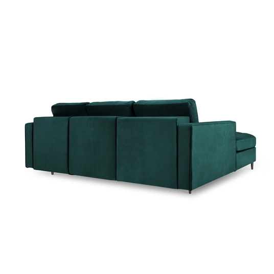 Velvet Left Corner Sofa With Bed Function And Box, "Aspen", 5 Seats, 240x175x96 Made in Europe