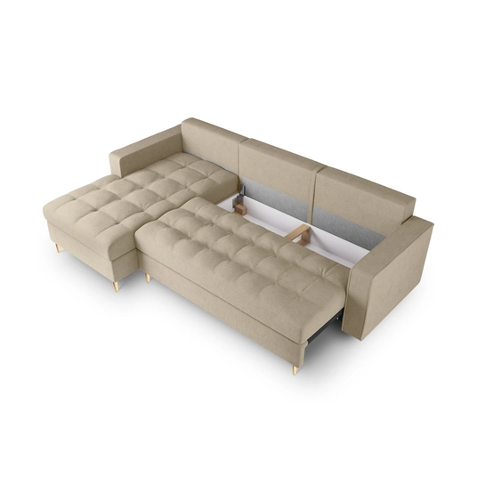 Left Corner Sofa With Bed Function And Box, "Aspen", 5 Seats, 240x175x96 Made in Europe