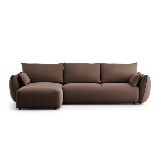 Velvet Left Corner Sofa With Bed Function And Box, "Matera", 4 Seats, 253x173x86 Made in Europe
