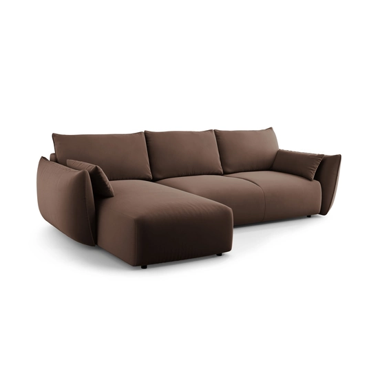 Velvet Left Corner Sofa With Bed Function And Box, "Matera", 4 Seats, 253x173x86 Made in Europe