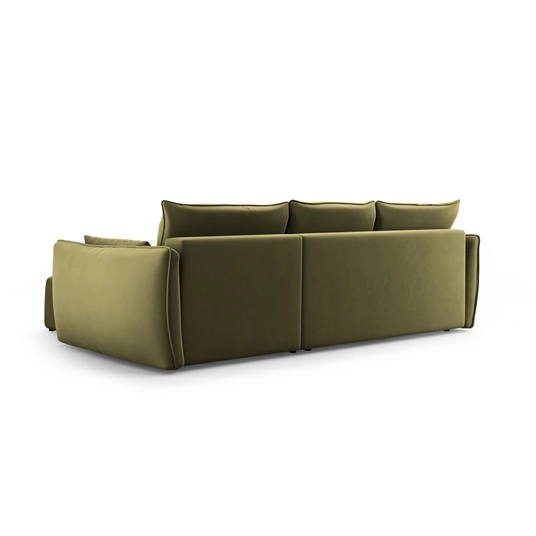 Velvet Left Corner Sofa With Bed Function And Box, "Matera", 4 Seats, 253x173x86 Made in Europe