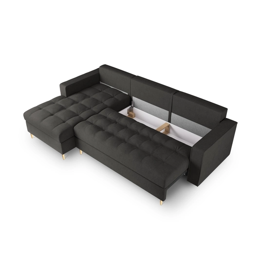 Left Corner Sofa With Bed Function And Box, "Aspen", 5 Seats, 240x175x96 Made in Europe