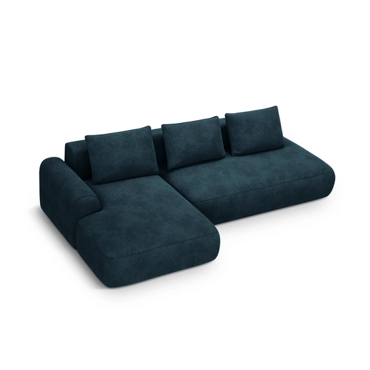 Velvet Left Corner Sofa With Bed Function And Box, "Calma", 5 Seats, 275x142x84 Made in Europe