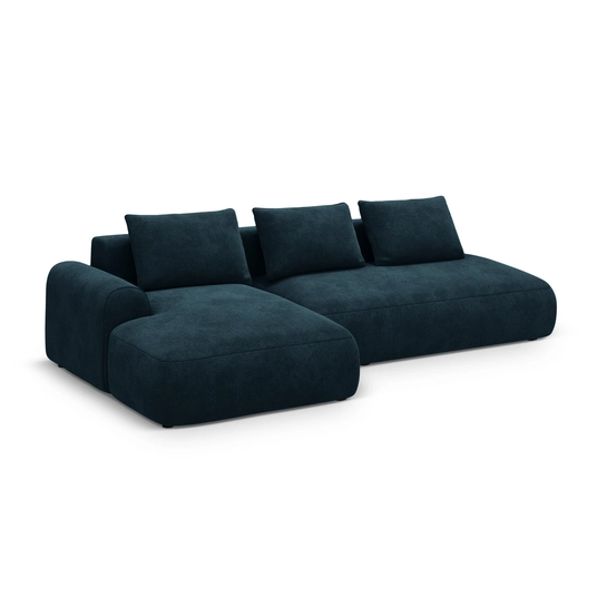 Velvet Left Corner Sofa With Bed Function And Box, "Calma", 5 Seats, 275x142x84 Made in Europe