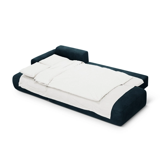 Velvet Left Corner Sofa With Bed Function And Box, "Calma", 5 Seats, 275x142x84 Made in Europe
