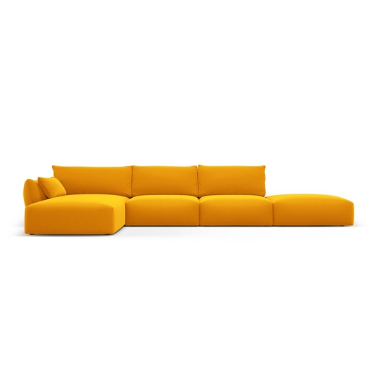 Velvet Left Corner Sofa, "Matera", 5 Seats, 364x171x85 Made in Europe
