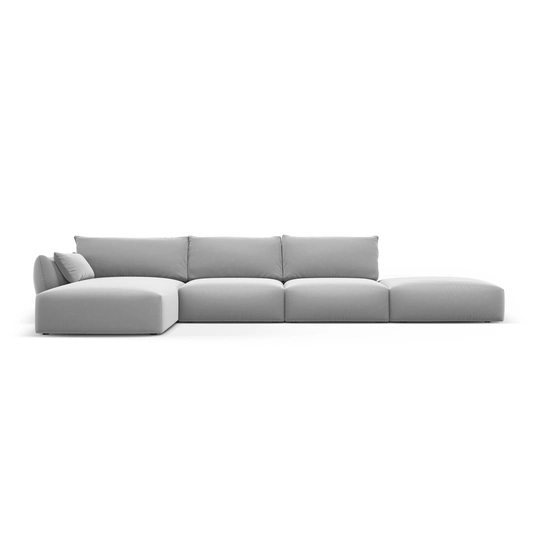 Velvet Left Corner Sofa, "Matera", 5 Seats, 364x171x85 Made in Europe
